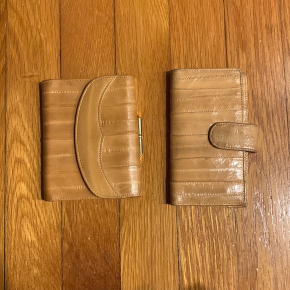 Vintage Matching Set Eel Wallet + Card Case - Picture 1 of 7